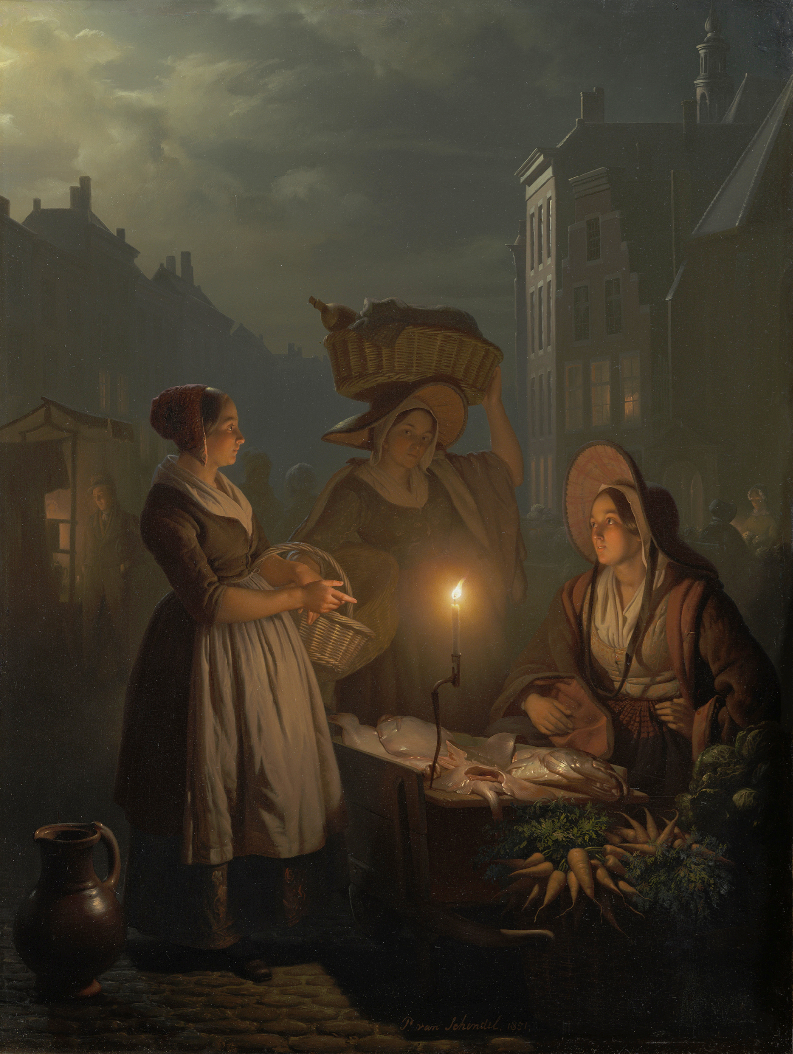 Vegetable and fish night market in The Hague